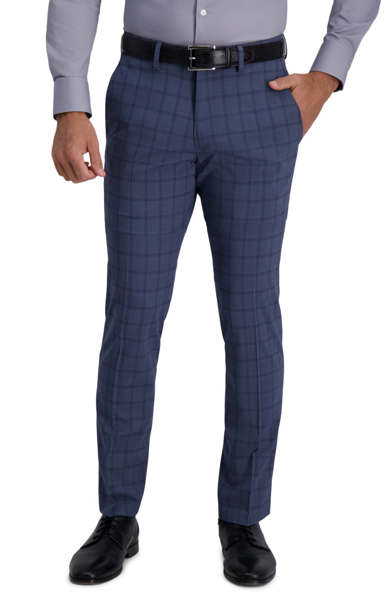 Kenneth Cole Reaction Plaid Dress Pants In Dark Blue