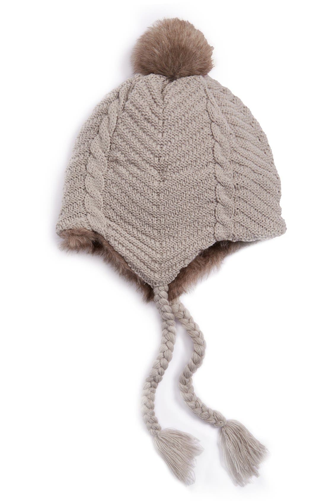 BP. Ear Flap Beanie with Faux Fur Pom Nordstrom