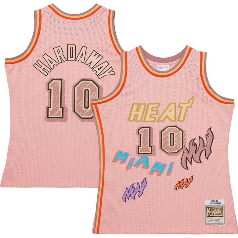 Men's Miami Heat Tim Hardaway Mitchell & Ness Pink 1996/97 Swingman  Sidewalk Sketch Jersey