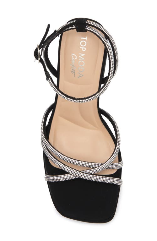Top Guy Shoes Crystal Platform Sandal In Black Nubuck