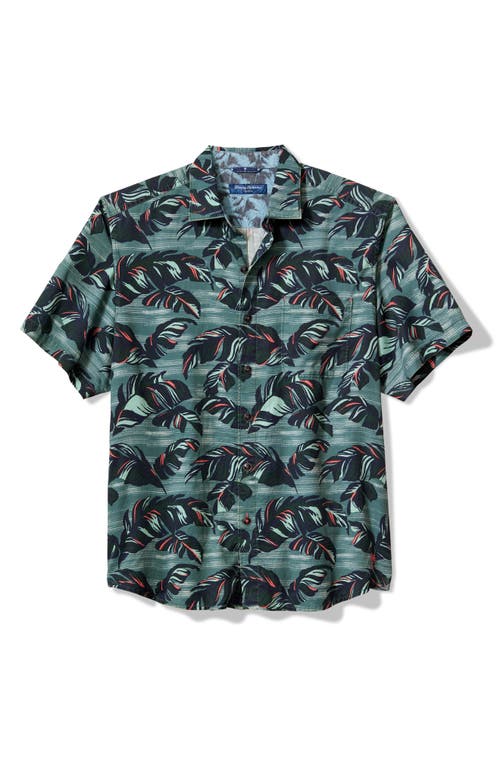 Tommy Bahama Tortola Verde Fronds Short Sleeve Button-up Shirt In Seven Seas