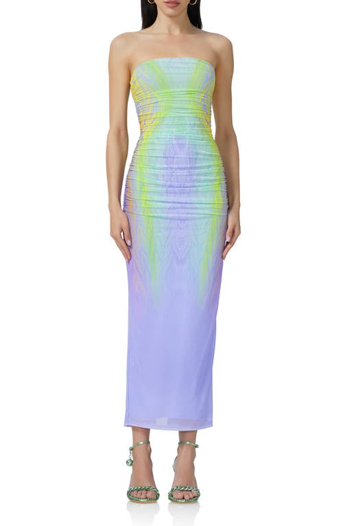 Marlo Ruched Strapless Dress in Placed Citrus Swirl