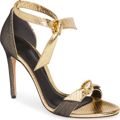 Alexandre Birman Clarita Fab Genuine Snakeskin Ankle Tie Sandal, Metallic