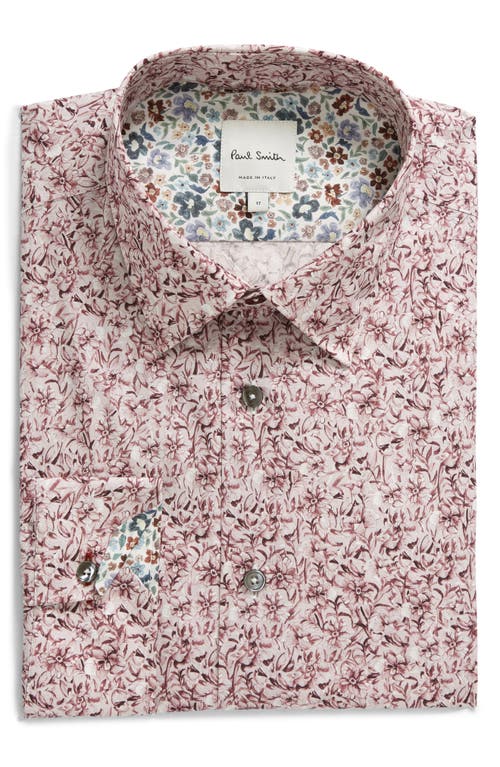 Paul Smith Tailored Fit Floral Organic Cotton Dress Shirt In Pink