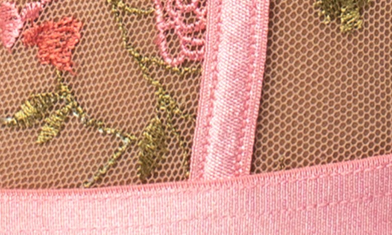 Shop Mapalé Embroidered Underwire Teddy With Garter Straps In Pink Garden