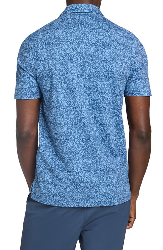 Shop Faherty Movement Pima Cotton Blend Piqué Polo In Horizon Blue Frond Print