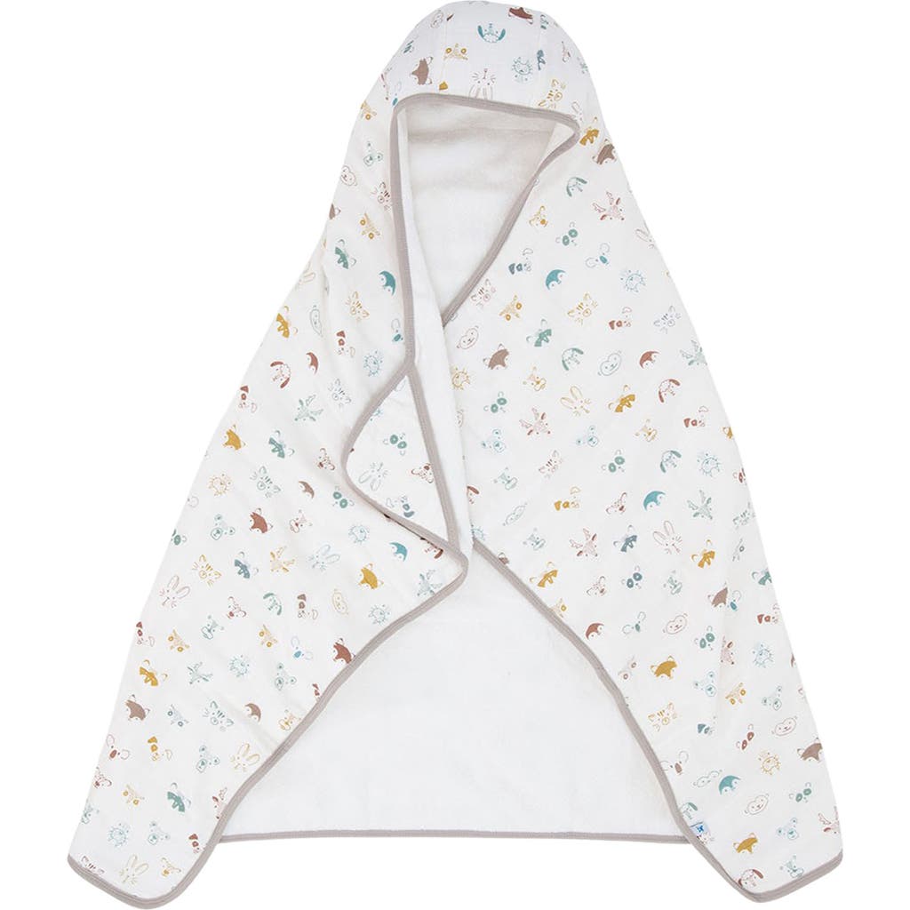 Little Unicorn Cotton Muslin & Terry Hooded Towel In White