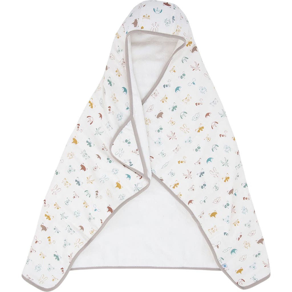 Little Unicorn Cotton Muslin & Terry Hooded Towel In Animal Crowd