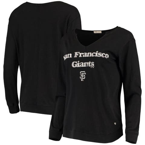 Women's San Francisco Giants Fanatics Branded Black/Orange Iconic League  Diva Raglan V-Neck T-Shirt