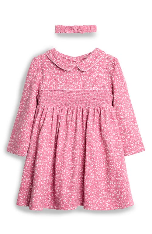 Shop Jojo Maman Bébé Jojo Maman Bebe Ditsy Floral Long Sleeve Cotton Dress & Headband Set In Pink