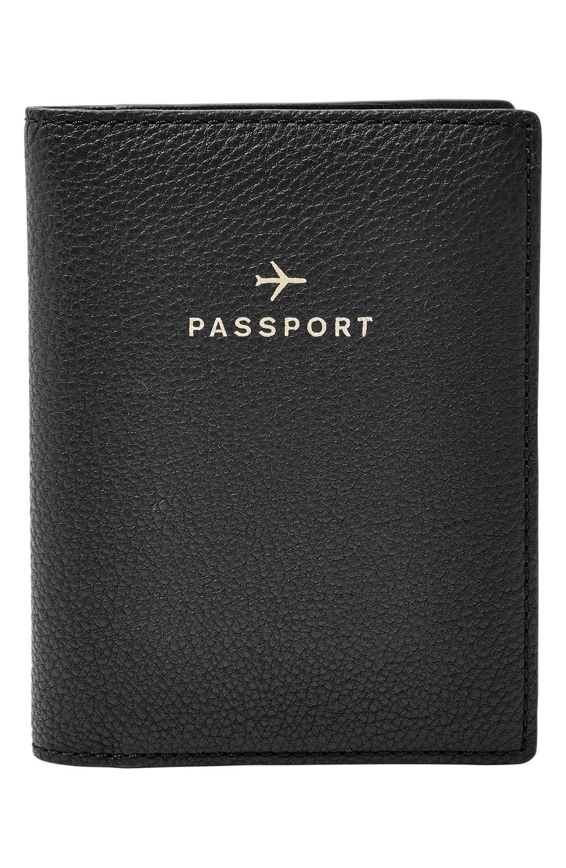 Fossil 'RFID' Pebbled Leather Passport Case Nordstrom