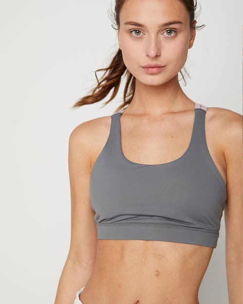 Shop Rebody Active Strappy X Silkiflex Lite Bra In Stone Grey/pink