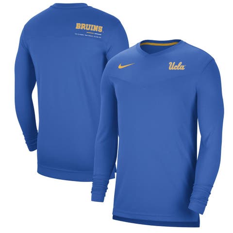 Men's Nike Blue Detroit Lions Sideline Coach Chevron Lock Up Logo V-Neck  Performance T-Shirt