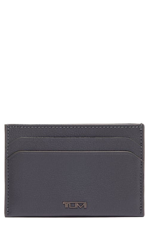 Nassau Slim Leather Card Case in Grey Texture