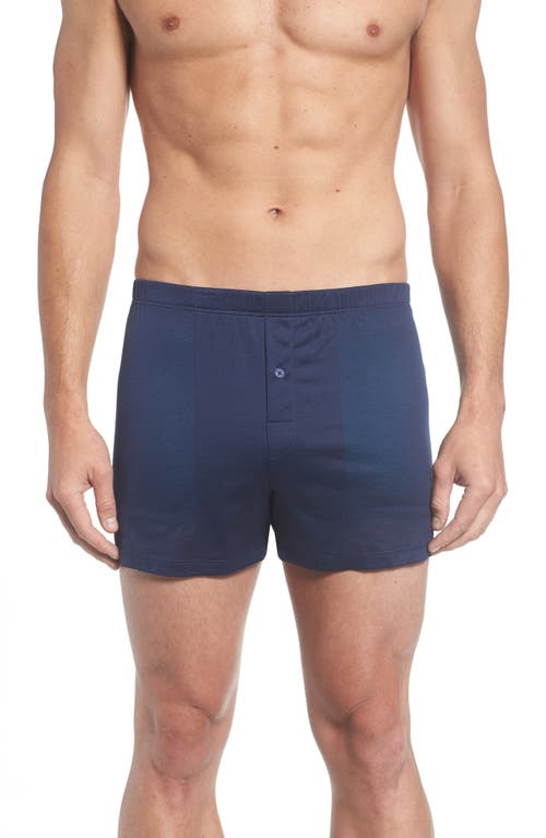 Hanro Cotton Sporty Knit Boxers in Midnight Navy