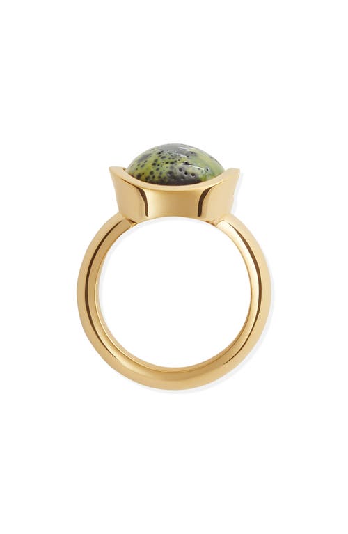 Bottega Veneta Small Ellipse Ceramic Ring In Yellow/black/white