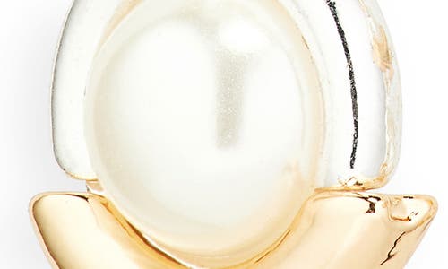 Anne Klein Two-tone Faux Pearl Drop Clip-on Earrings In Two Tone/pearl