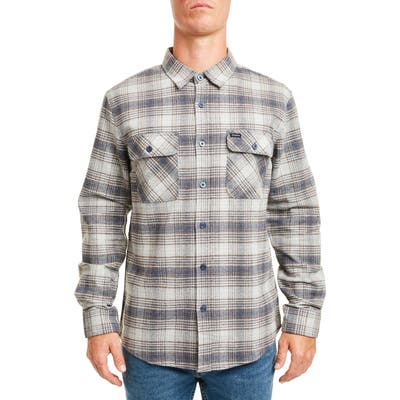 Brixton Bowery Plaid Button-Up Flannel Shirt, Blue