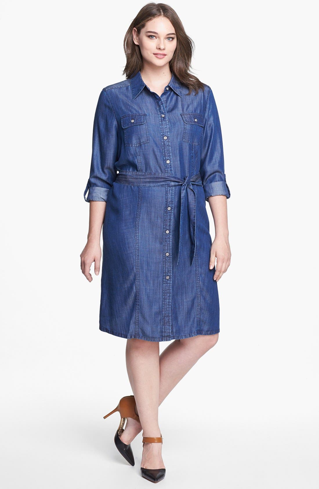 Foxcroft Tencel® Shirtdress (Plus Size) Nordstrom