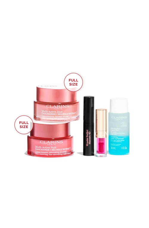 CLARINS CLARINS MULTI-ACTIVE LUXURY SKINCARE SET FOR LINES, PORES, GLOW (LIMITED EDITION) $156 VALUE 