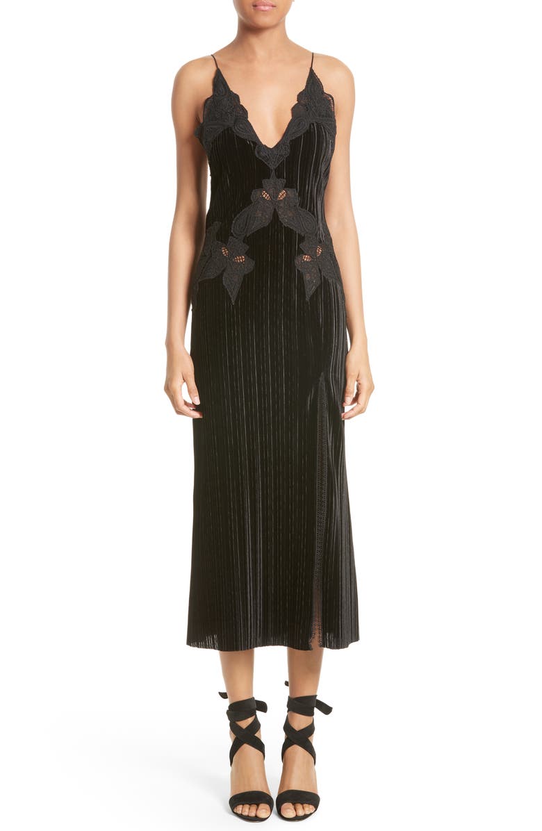Jonathan Simkhai Lace Appliqué Crinkled Velvet Dress | Nordstrom