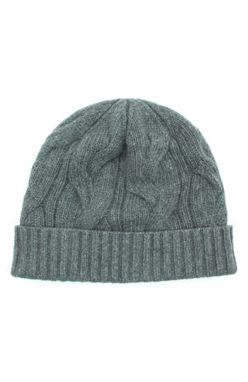 Portolano Cable Knit Cuff Cashmere Beanie In Medium Heather Grey
