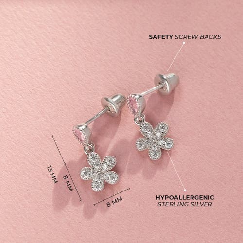 In Season Jewelry Groovy Cubic Zirconia Flower Dangle Earrings In Pink
