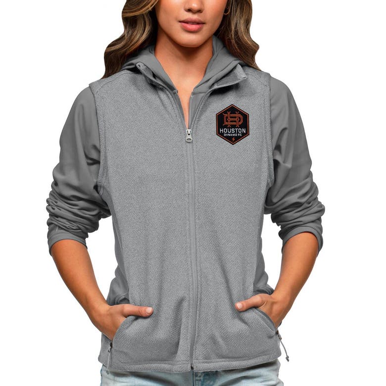 Shop Antigua Heather Gray Houston Dynamo Fc Team Logo Course Full-zip Vest