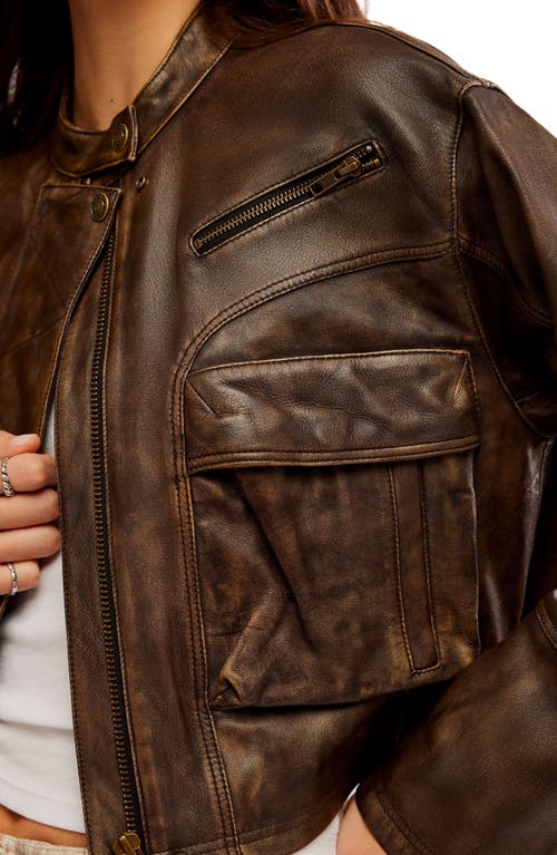 Shop Free People Adrienne Leather Bomber Jacket In Brownie