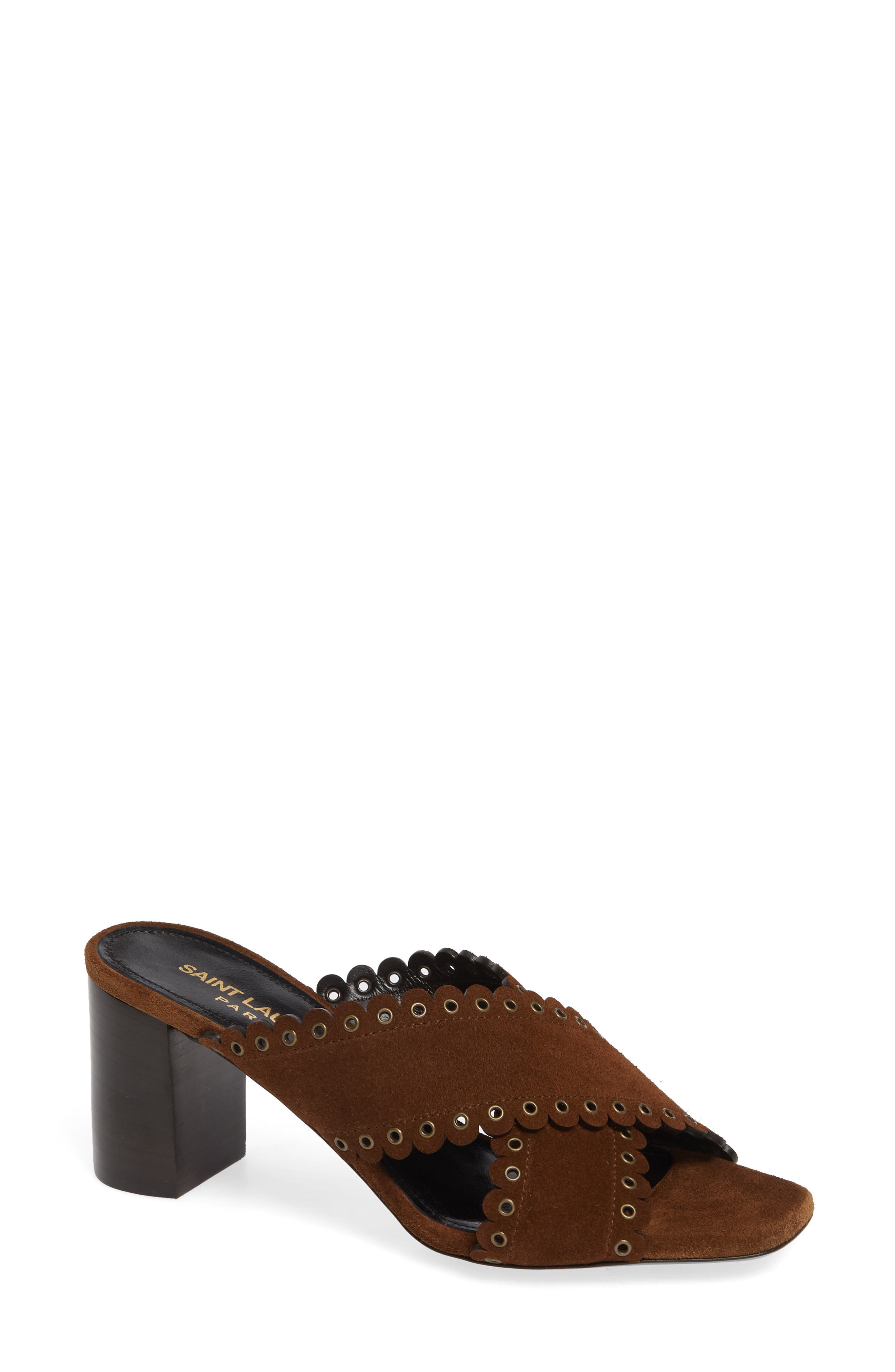 Saint Laurent Loulou Grommet Sandal, Brown