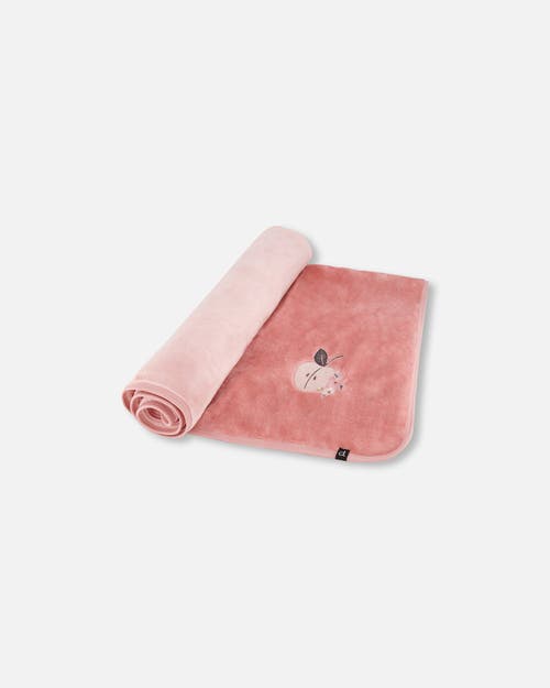 Shop Deux Par Deux Baby Girl's Plush Blanket With Embroidery Light Pink In Silver Pink