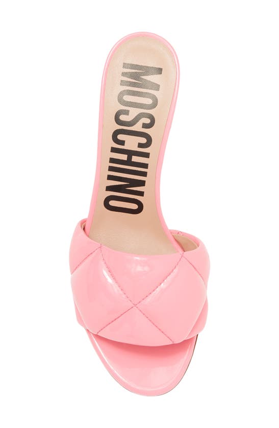 Shop Moschino Patent Quilted Block Heel Sandal In Pink