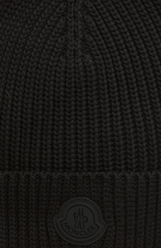 Shop Moncler Cotton Shaker Stitch Beanie In Black
