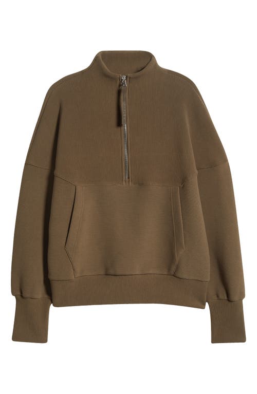 Shop Varley Acadia Ottoman Knit Half Zip Pullover In Stone Olive