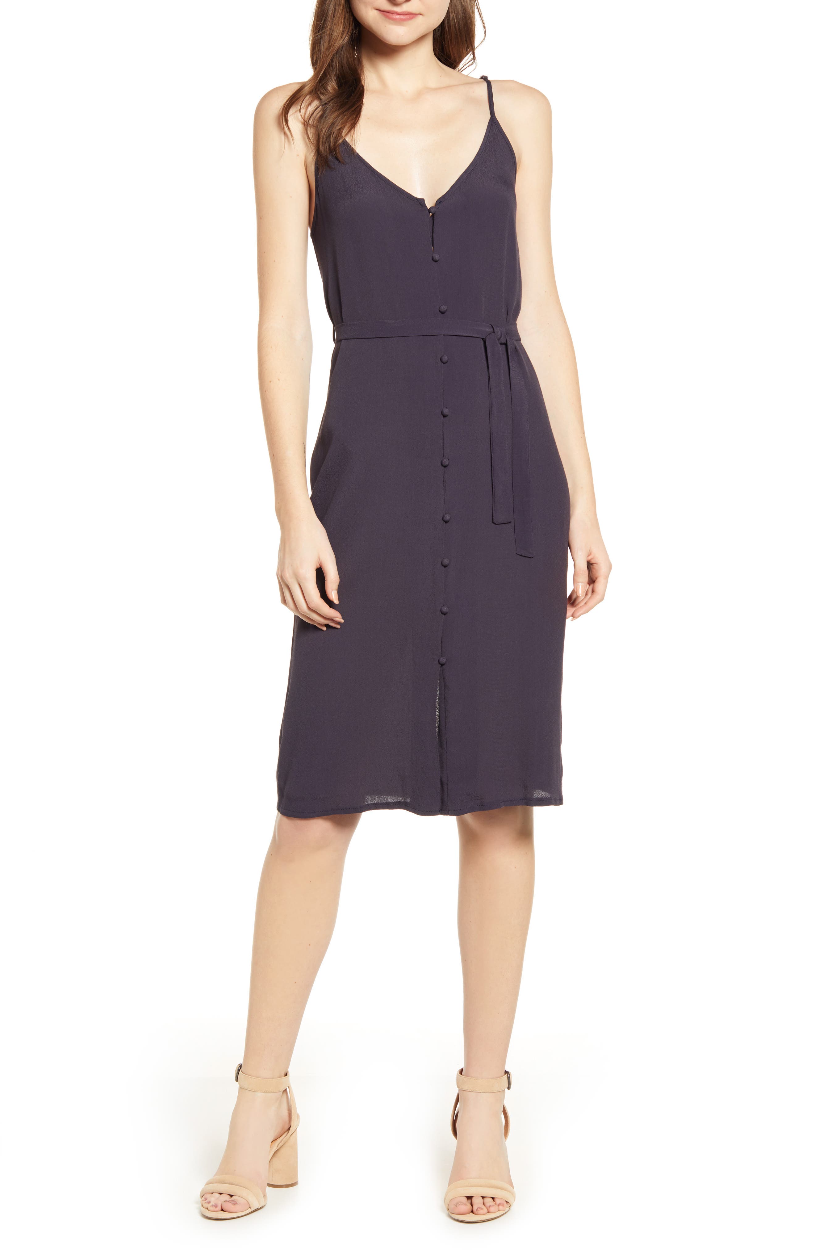 Bishop + Young Button Up Belted Sundress, Blue