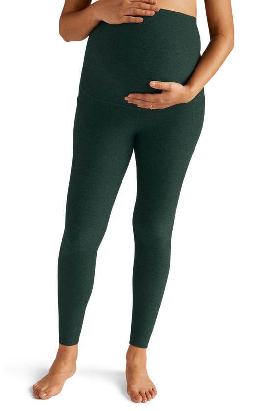 Shop Beyond Yoga Out Of Pocket High Waist Maternity Leggings In Midnight Green Heather