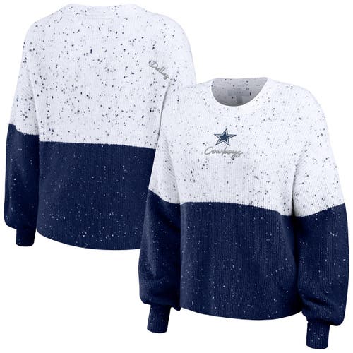 Women's WEAR by Erin Andrews Cream Dallas Cowboys Sherpa Quarter-Zip Hoodie