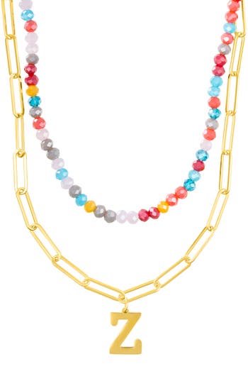 Shop Adornia Initial Layered Necklace In Multi-z