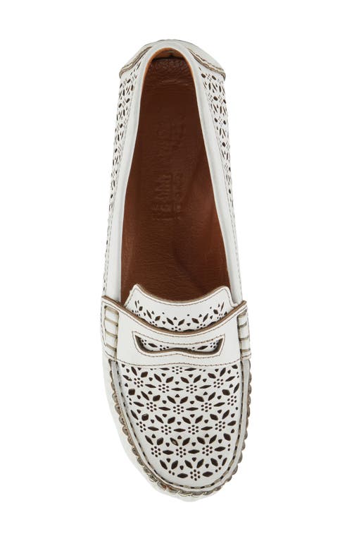 Spring Step Crain Driving Penny Loafer In White