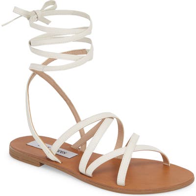 Steve Madden Carmen Strappy Ankle Wrap Sandal- White
