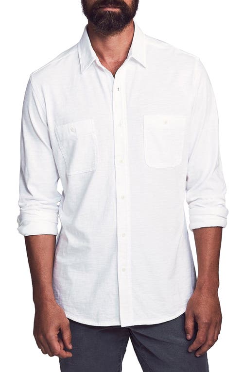 Faherty Knit Seasons Organic Cotton Button-Up Shirt in White 