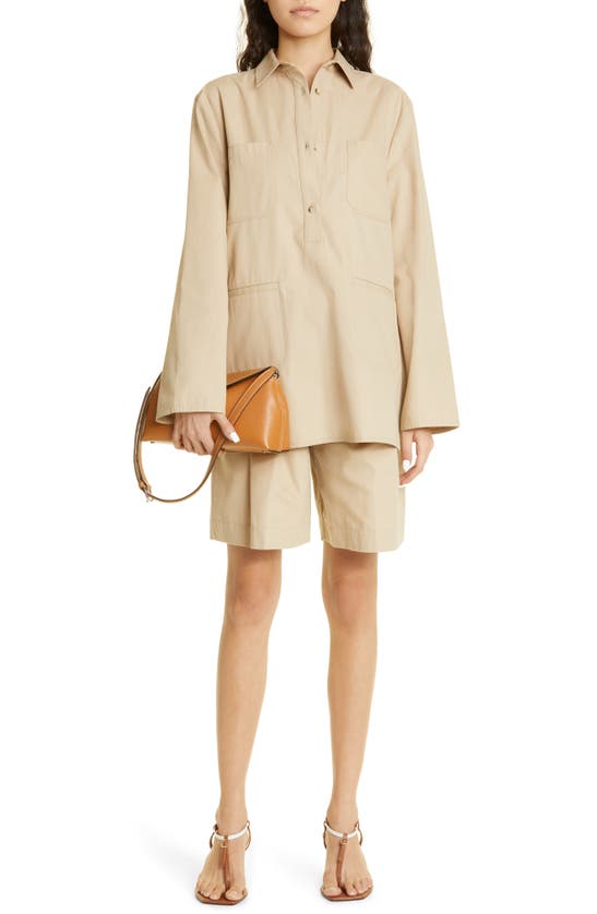 Totême Toteme T-lock Top Handle Leather Satchel In Tan Grain
