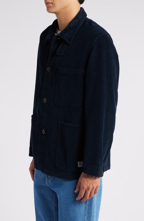 Shop Merz B Schwanen Organic Cotton Corduroy Workwear Jacket In Dark Navy