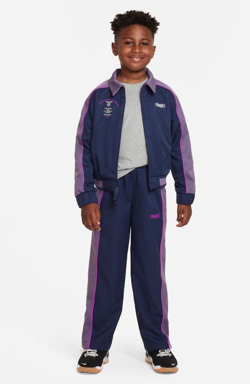 Shop Nike Kids' Lebron James Dri-fit Oversize Track Jacket In Midnight Navy/purple