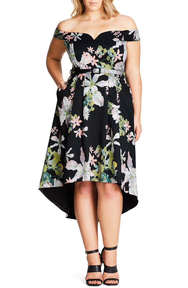 City Chic Spring Belted Off the Shoulder Dress (Plus Size) | Nordstrom