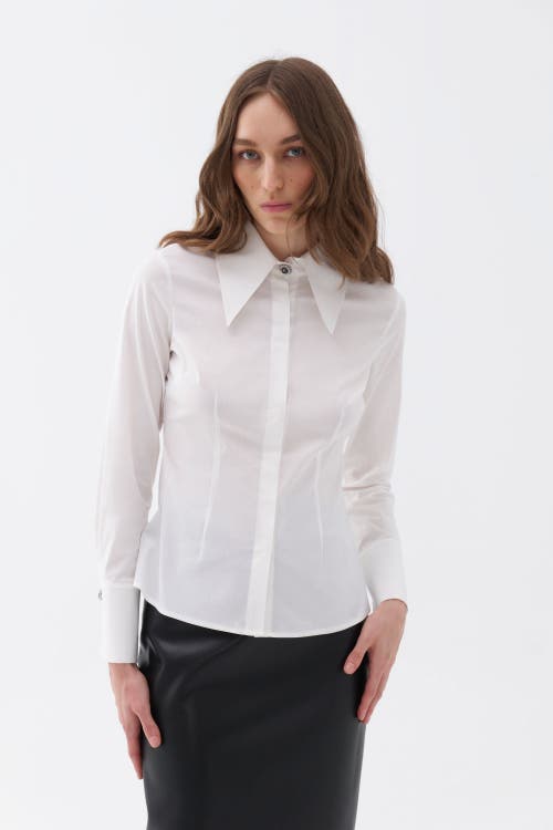 Shop Nocturne Shirt With Stone Button Design In White