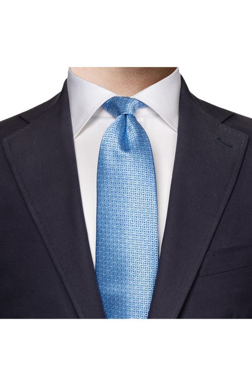 Shop Eton Tonal Geometric Silk Tie In Lt/pastel Blue