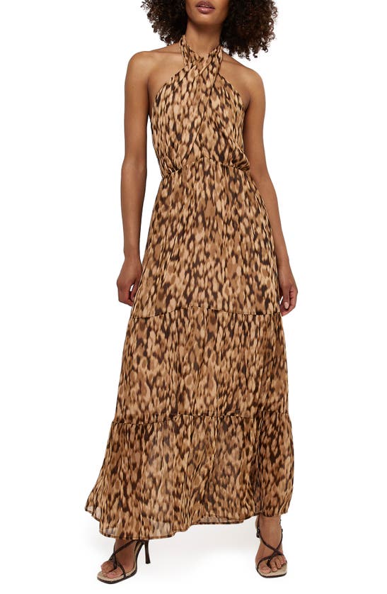 River Island Leopard Print Tiered Halter Maxi Dress In Brown | ModeSens River Island Leopard Print Tiered Halter Maxi Dress In Brown | ModeSens