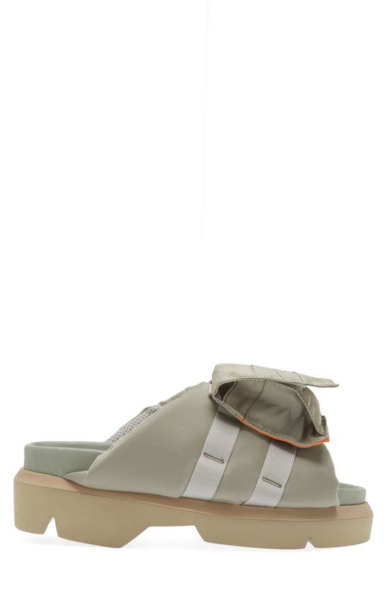 Shop Sacai Pocket Mismatched Slide Sandals In L/ Khaki