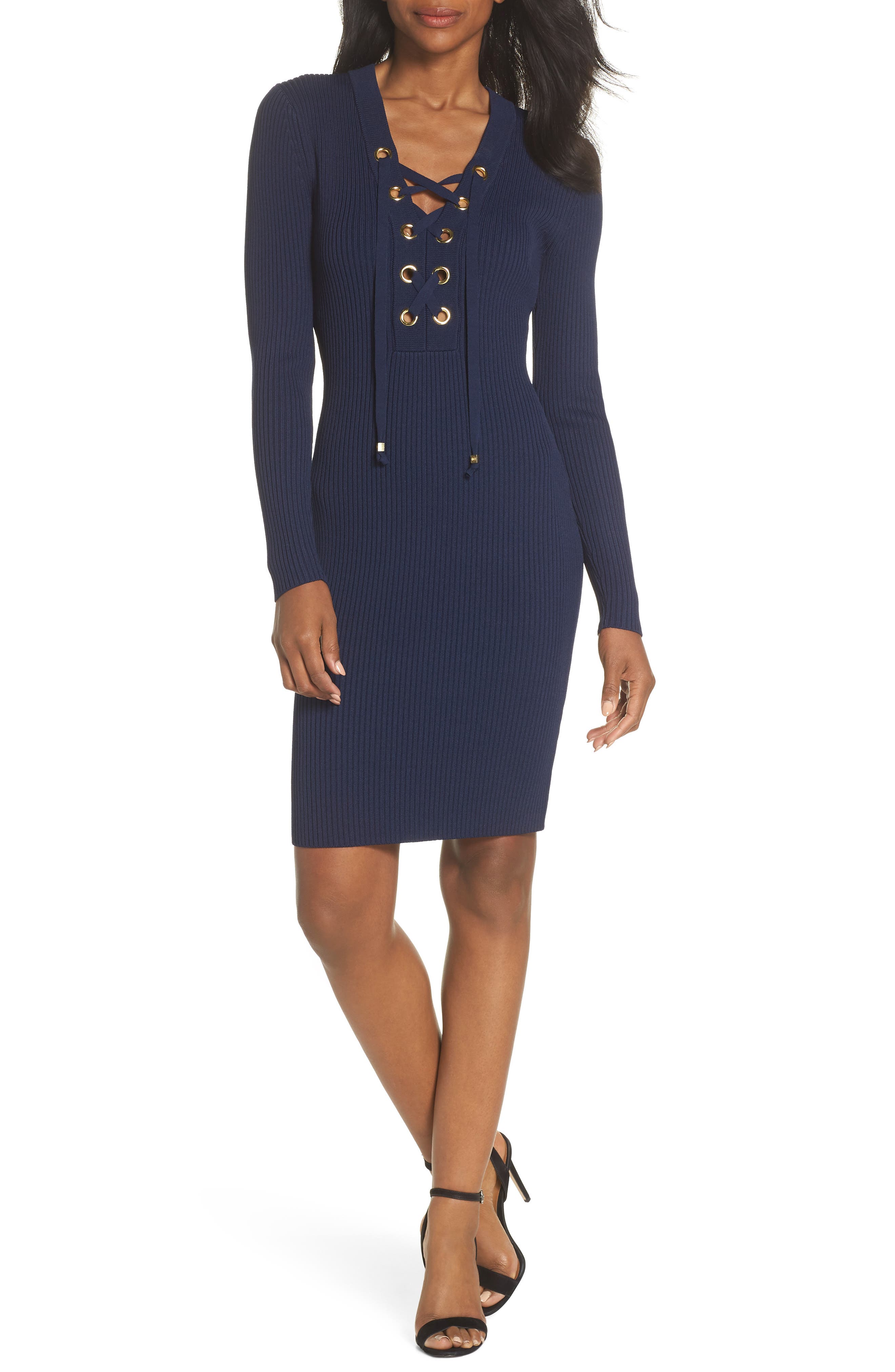 michael kors lace up sweater dress